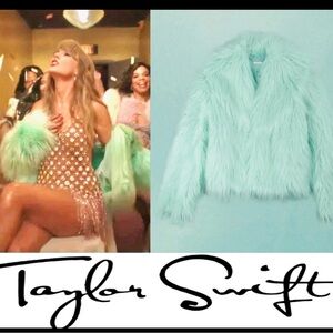 Taylor Swift The Life of a Showgirl Mint Faux Fur Coat Jacket Size M/L